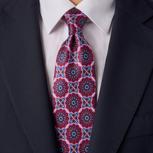 Ca' D'oro Blue and Red Duchesse Silk Tie