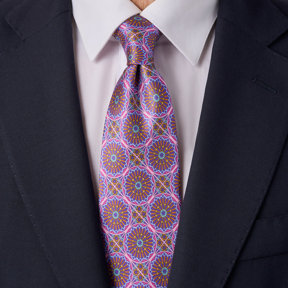 Ca' D'oro Purple Pink and Yellow Duchesse Silk Tie – Silvio Fiorello