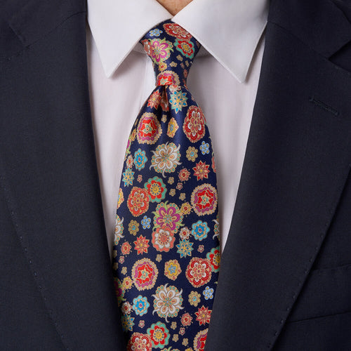 Murrine Blue Duchesse Silk Tie