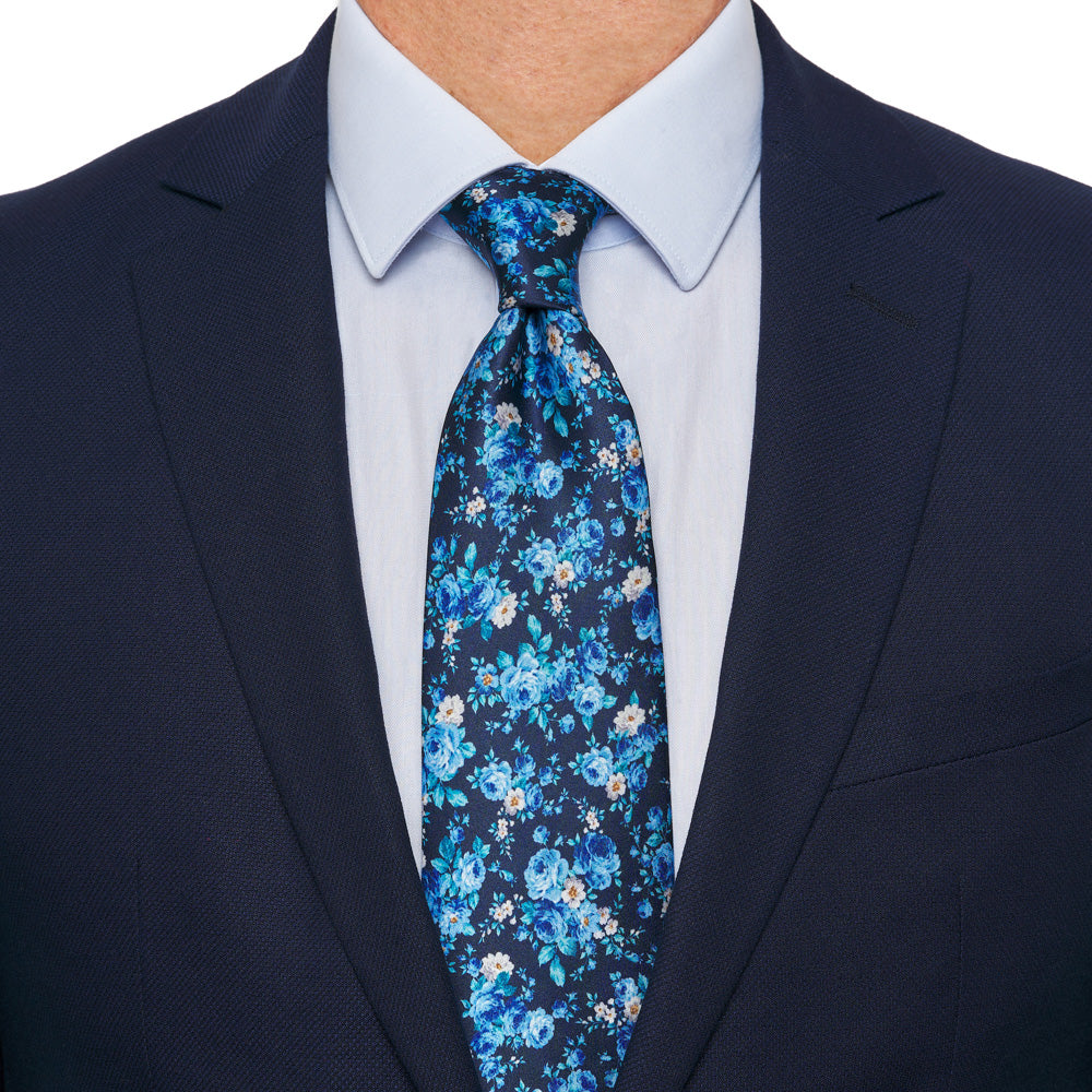 Blue Floral Garden Duchesse Silk Tie – Silvio Fiorello