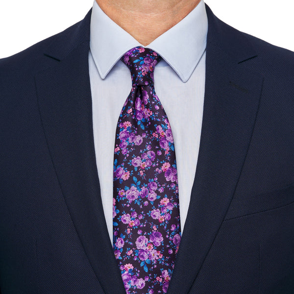 Purple Floral Garden Duchesse Silk Tie – Silvio Fiorello