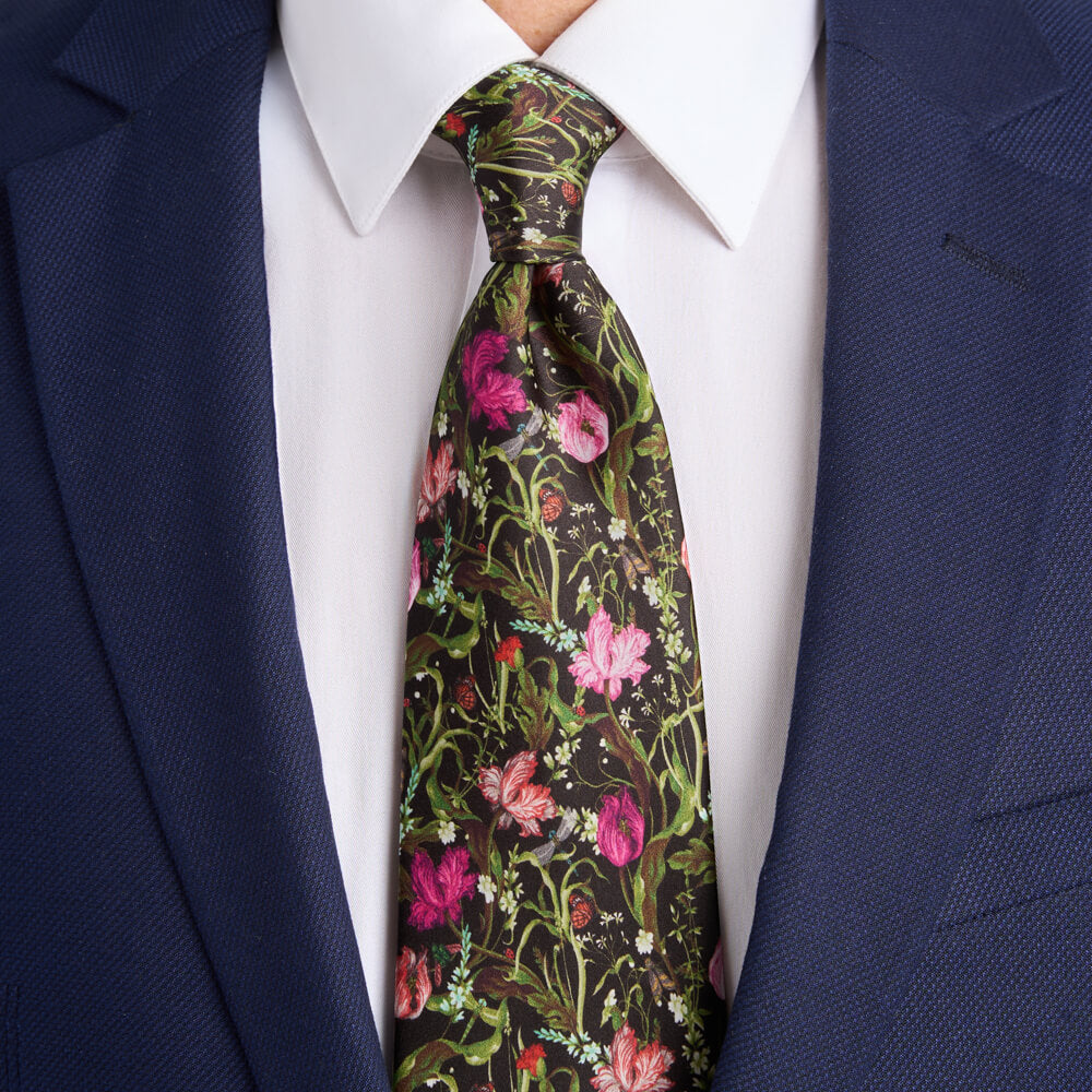 Secrets of the Garden Green and Pink Duchesse Silk Tie – Silvio