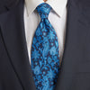 Cravatta Giardino Villa Bellini Blu Seta Twill