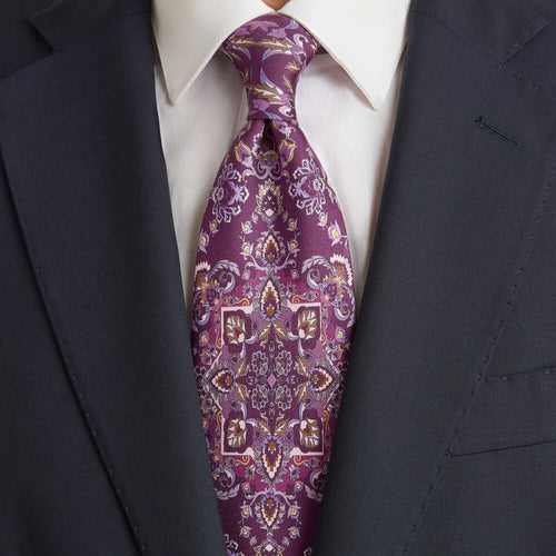 Cravatta Giardino Zisa Viola Seta Twill