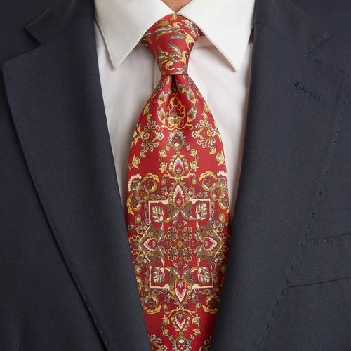 Cravatta Giardino Zisa Rosso Seta Twill