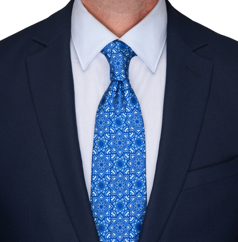 royal blue and white tie