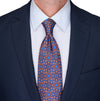 Orange and Blue Medieval Flowers Duchesse Silk Tie