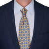 Yellow and Blue Royal Seal Duchesse Silk Tie