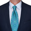 Green and Blue Notre Dame Duchesse Silk Tie