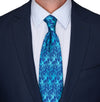 Blue Acanthus Leaves Duchesse Silk Tie