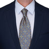 Yellow and Blue Medieval Mosaic Duchesse Silk Tie