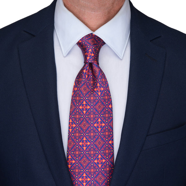 Red and Blue Medieval Mosaic Duchesse Silk Tie – Silvio Fiorello