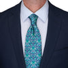 Green and Blue Medieval Garden Duchesse Silk Tie