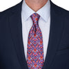 Red Purple and Blue Medieval Garden Duchesse Silk Tie