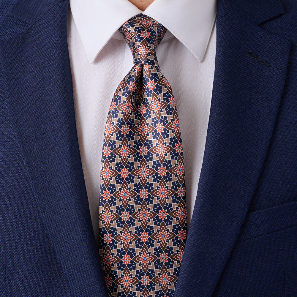 Octagram Blue and Brown Duchesse Silk Tie – Silvio Fiorello