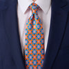 Cravatta Ottagramma Arancione e Blu Seta Duchesse