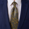 Mandala of Prosperity Blue and Yellow Duchesse Silk Tie