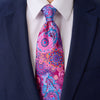 Mandala of The Sun and Moon Fuchsia Duchesse Silk Tie