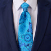 Mandala of The Sun and Moon Blue Duchesse Silk Tie