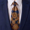 Mandala of The Universe Blue and Yellow Duchesse Silk Tie