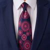 Mandala of The Universe Blue and Fuchsia Duchesse Silk Tie