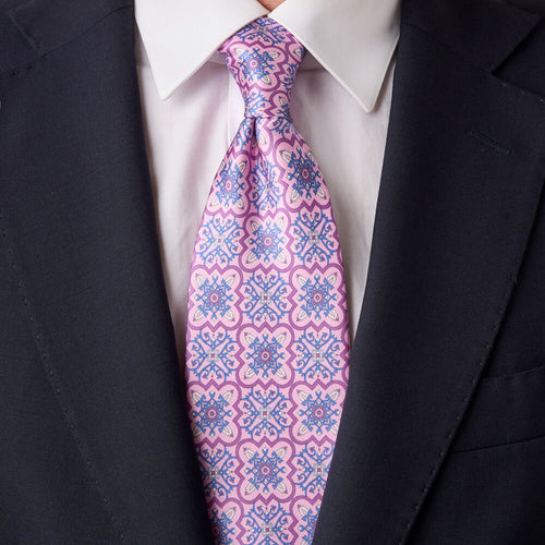Santa Maria Tile Pink Duchesse Silk Tie
