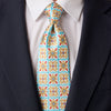 Santa Maria Tile White Yellow Duchesse Silk Tie