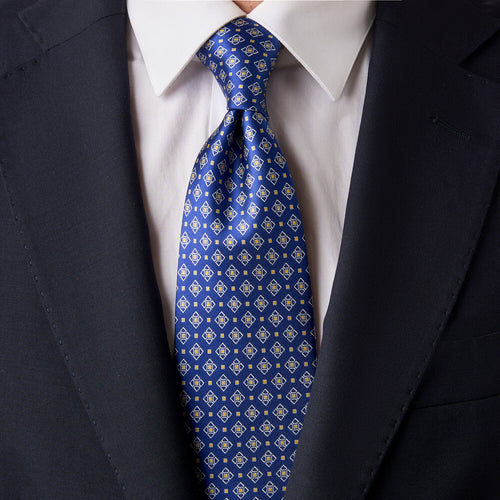 Ceramic Elegance Classic Blue Duchesse Silk Tie