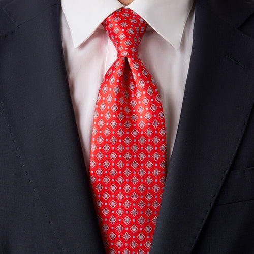 Ceramic Elegance Red Duchesse Silk Tie