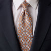 San Giuliano Orange and White Duchesse Silk Tie