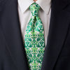 Ceramic Blossom White and Green Duchesse Silk Tie