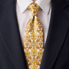 Ceramic Blossom White and Ochre Duchesse Silk Tie