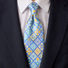Monte Mosaic Blue and Yellow Duchesse Silk Tie