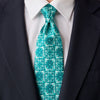The Flower of Majolica Green Duchesse Silk Tie