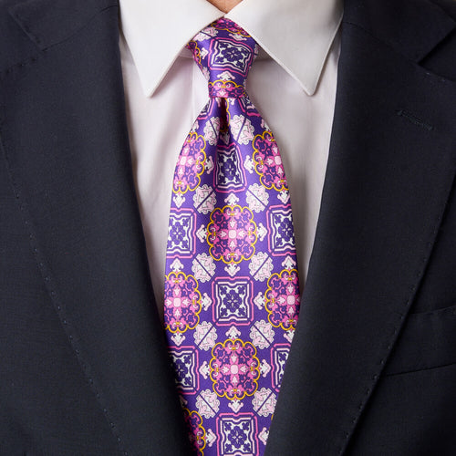 Santo Stefano Purple and Pink Duchesse Silk Tie
