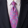 Santo Stefano Fuchsia and Blue Duchesse Silk Tie