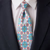 Santo Stefano White Aqua Orange Duchesse Silk Tie