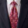 Majolica Art Orange and Blue Duchesse Silk Tie