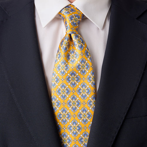 Calidora Yellow and Blue Duchesse Silk Tie