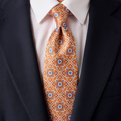 The Prince Majolica Orange Duchesse Silk Tie
