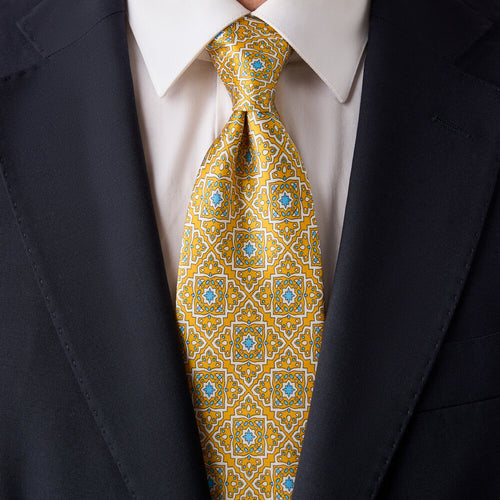 The Prince Majolica Yellow Duchesse Silk Tie