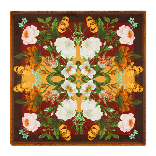 PRE-ORDER - Eden Yellow and Burgundy Silk Pocket Square