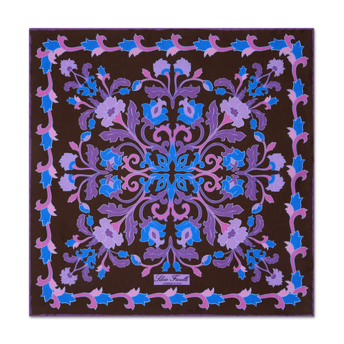 PRE-ORDINAZIONE - Pochette Giardino di Agrigento Viola e Marrone Seta Twill