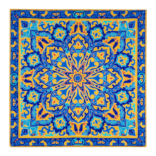 The Templar Emblem Yellow and Royal Blue Silk Pocket Square