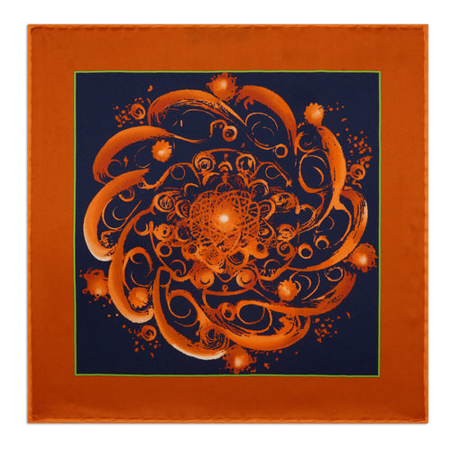 Genesis Orange and Blue Silk Pocket Square