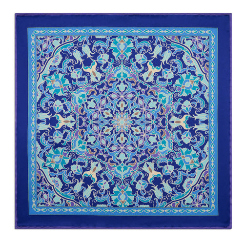 Mandala of Devotion Light Blue Silk Pocket Square