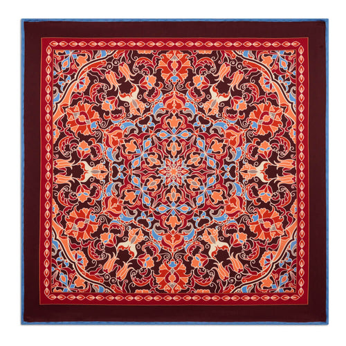 Mandala of Devotion Burgundy Silk Pocket Square