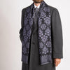 PRE-ORDINAZIONE - Sciarpa Giardino Regale Nero e Grigio Seta Twill