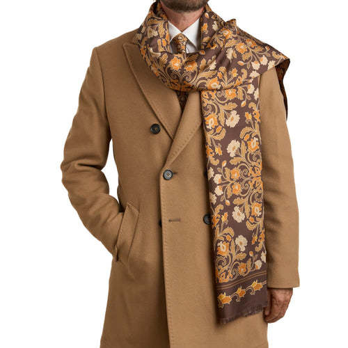 Sciarpa Giardino di Agrigento Marrone Seta Twill