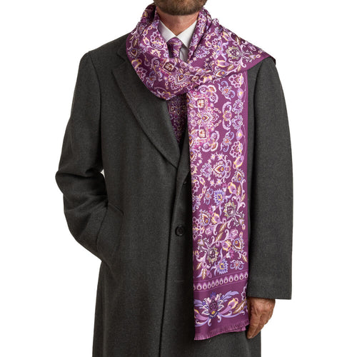 Sciarpa Giardino Zisa Viola Seta Twill